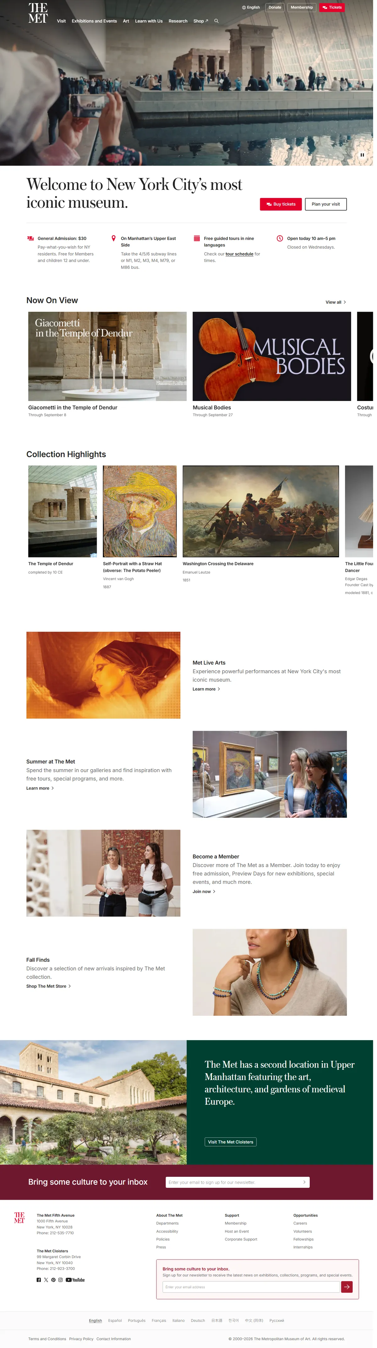 Full page of metmuseum.org