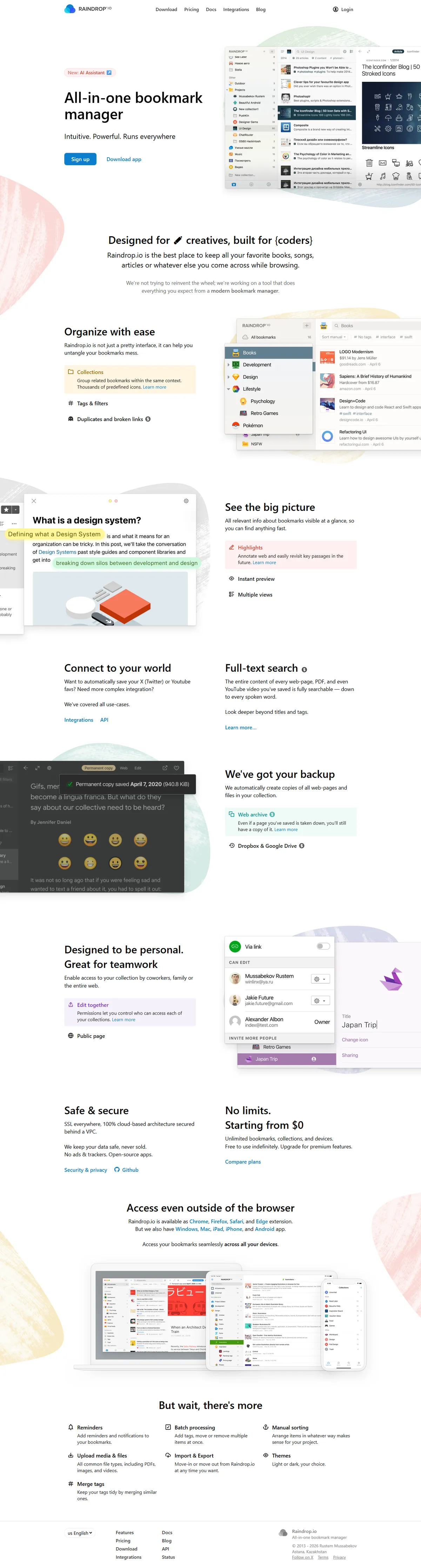 Full page of raindrop.io