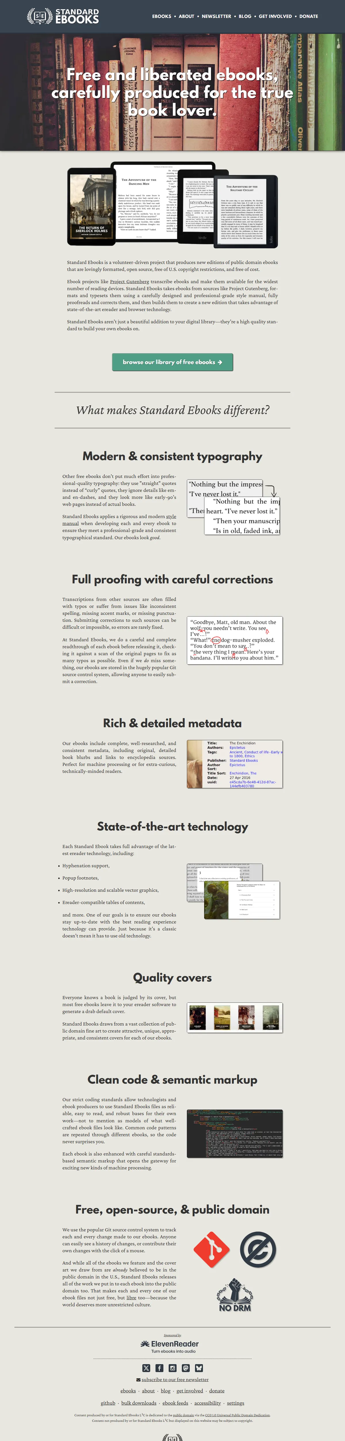 Full page of standardebooks.org